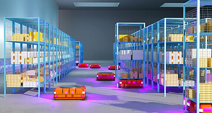 Autonomous AMR units in a fulfilment centre