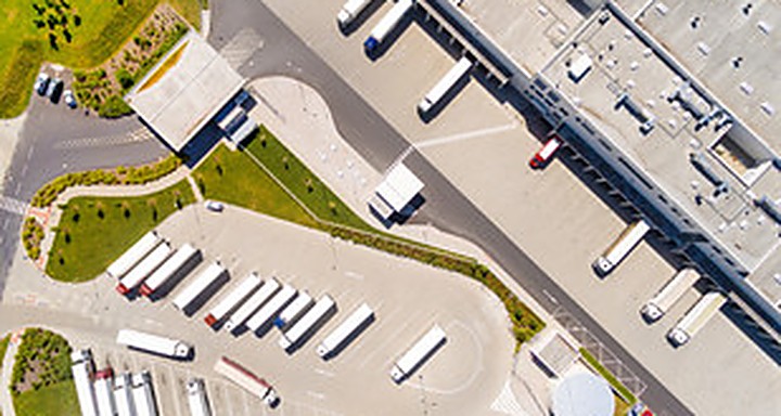 Aerial view of a 3PL logistics centre, Japan
